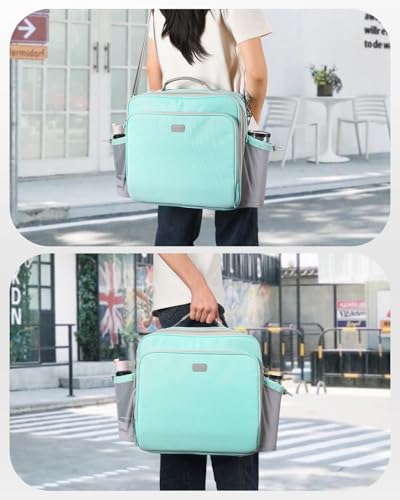 3 Inch 3-Ring Zipper Binder with Water Bottle Holder and Handle | Zip Up Binder with Shoulder Strap, 700 Sheet Capacity, Compatible with 13" MacBook/Tablet, for School, Office, Light Blue - color: Light Blue