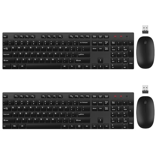 Wireless Keyboard and Mouse Combo, EDJO Silent Full Size Cordless USB Keyboard Mouse, 2.4GHz Lag-Free, Long Battery Life, for Computer, Laptop, PC, Chromebook, Windows (Black, 2 Pack) - color: Black, size: 2 Pack