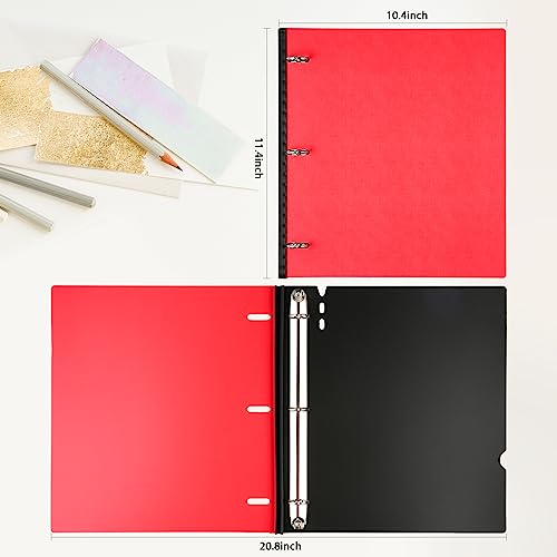 Telescoping 3 Ring Binder-4PCS, Flexible Binder with Elastic Rubble Spine+3 Round Rings, Flat Writing Binder, 4 Bright Colors - color: Blue,green,pink,red, size: 0.75 Inch, style: 4PCS