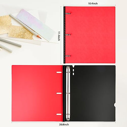 Telescoping 3 Ring Binder-4PCS, Flexible Binder with Elastic Rubble Spine+3 Round Rings, Flat Writing Binder, 4 Bright Colors - color: Blue,green,pink,red, size: 0.75 Inch, style: 4PCS