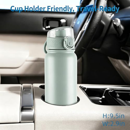 GOPPUS Insulated Water Bottle 20oz Stainless Steel BPA-Free Sports Bottle Ideal for School and Travel Silicone Spout Lid Prevents Leaks, Sweat, and Dust (Light green) - color: Light Green