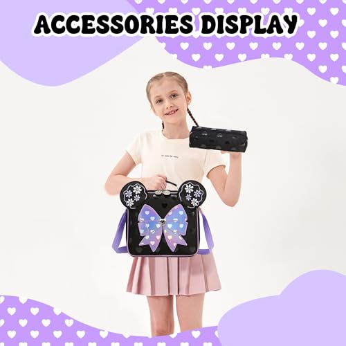 Meetbelify Girls Rolling Backpack with Wheels Kids Wheels Backpack for Girls - color: Bowknot Purple