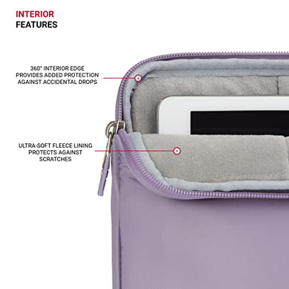 SwissGear Padded Zippered Laptop Sleeve, Micro-Twill Laptop Case with Zippered Front Compartment & Fleece Lining - color: Lilac, size: 16-Inch