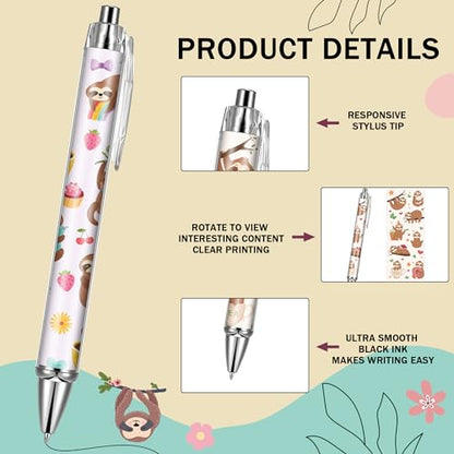 Cute Sloth Ballpoint Pens - 24 Pcs Retractable Office Pen Gifts Funny Cartoon Sloths Black Ink Point Writing Smooth Supplies for Journaling Office Work Home Women Men Nurse Teacher - style: Sloth