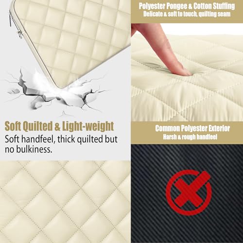 Puffy Quilted Laptop Sleeve with a Removable Shoulder Strap Compatible with MacBook Air/Pro, 13-13.3 inch Notebook, Compatible with MacBook Pro 14 inch M3 M2 M1 Chip 2023-2021 - color: Sleeve - Beige, size: 13-13.3 inch