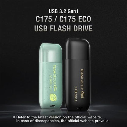 TEAMGROUP C175 256GB 5 Pack USB 3.2 Gen 1 (USB 3.1/3.0) Read 100MB/s Flash Thumb Drive, External Data Storage Memory Stick Compatible with Computer/Laptop Matte Black TC1753256GB21 - size: 256GB (5-Pack)
