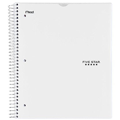 Five Star Spiral Notebook, 3 Subject, College Ruled Paper, 150 Sheets, 11" x 8-1/2", Customizable Cover, White (38006) - color: 05 White