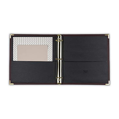 Samsill Classic Collection Leather 3 Ring Binder, Executive Presentation Portfolio, 1.5 Inch (Holds 325 Sheets), Brass Round Ring, Burgundy - color: Burgandy, size: 1.5 Inch, style: Classic