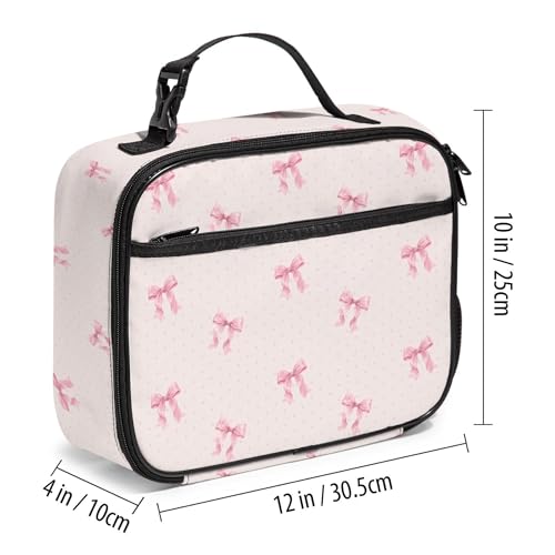 WOBAGMEN Bow Lunch Box for Kids, Cute Insulated Lunch Bag for Boys Girls,Waterproof Lunch Box with Water Bottle Holder for Teens Adults Picnic Travel Back to School (Pink Polka Dot Bow) - color: Pink Polka Dot Bow