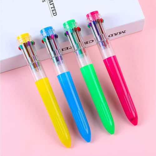HeTaoCat 3-Pack 10-in-1 Retractable Ballpoint Pen, 0.5mm (Red) - color: Red