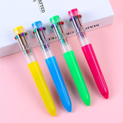 HeTaoCat 3-Pack 10-in-1 Retractable Ballpoint Pen, 0.5mm (Red) - color: Red