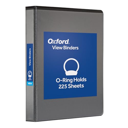 Oxford Ring Binders, 1" Round Ring Binders, View Binder, Covers on 3 Sides, XtraLife Hinge, Non-Stick, PVC-Free, Black, 225 Sheet Capacity (1002546) - color: Black, size: 1 Inch