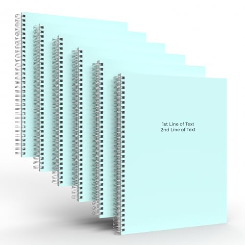 Custom Spiral Notebook Journals with a Pastel Blue Colored Cover - 6 Pack of 8.5" x 11" – College Ruled, Hard Cover, 50 Sheets Per Book – For Journaling, Office, School Supplies, etc. - color: Pastel Blue, size: 8.5" x 11"