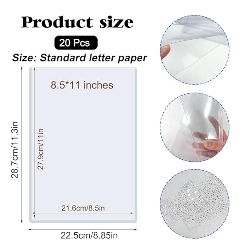 Rainmae 20 Pack 8.5" x 11" Rigid Print Protectors, Clear Waterproof Hard Plastic Page Sheet Protectors, Paper Sleeves Photo Sleeves Document Holder Birth Certificate Protector - color: 8.5*11in (20pcs)