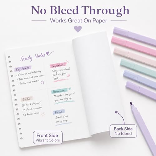 Pastel Highlighters, 12 Pack Dual Tip Highlighter Set with Chisel and Fine Tips, Aesthetic Bible Highlighters No Bleed Through for Journaling, Bible Study, Planner, Note Taking, School and Office