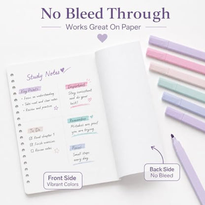 Pastel Highlighters, 12 Pack Dual Tip Highlighter Set with Chisel and Fine Tips, Aesthetic Bible Highlighters No Bleed Through for Journaling, Bible Study, Planner, Note Taking, School and Office