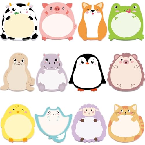 Fancy Land 24 Pads Cute Sticky Notes Cartoon Animal Pattern Sticky Notes for Teachers Classrooms 720 Sheets Memo Pads Teacher Appreciation Gift Home Office Supplies Cute - style: Cute