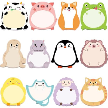 Fancy Land 24 Pads Cute Sticky Notes Cartoon Animal Pattern Sticky Notes for Teachers Classrooms 720 Sheets Memo Pads Teacher Appreciation Gift Home Office Supplies Cute - style: Cute