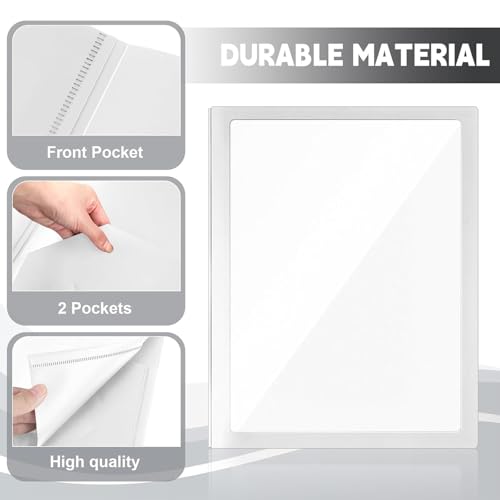 Teling 24pcs Heavy Duty Plastic Folders with Front Clear Pocket, 3 Prongs and 2 Pockets, Fit Letter-Size Paper Folders with Card Slot, for School Office Supplies Back to School Gifts (White) - color: White