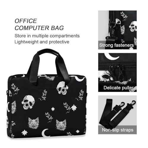 Skull Cat Moon Laptop Case 15.6 inch Computer Bag | Waterproof Laptop Briefcase Laptop Bag for Women & Men - color: Skull Cat Moon