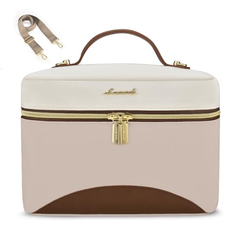 LOVEVOOK Insulated Lunch Bag for Women,Adult Lunch Box for Women,Leakproof Cooler Bag for Office Picnic Hiking Beach,Lunch Tote Bag with Adjustable Shoulder Strap - color: Light Pink with White, size: Medium