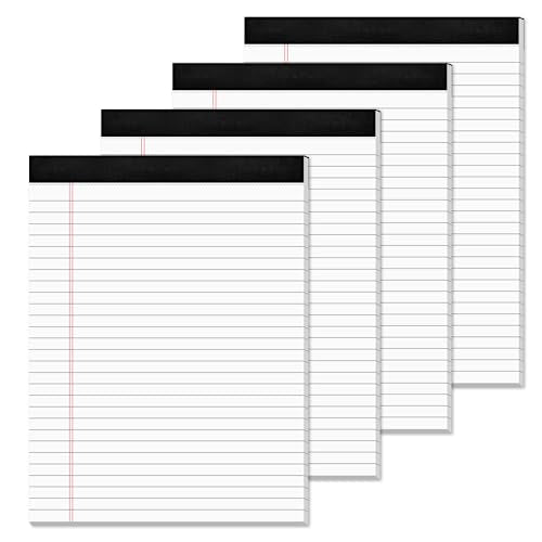 Note Pads 8.5 x 11 Wide Ruled Lined Writing Note Pad for Office 4 Pack White Legal Pads 8.5 x 11", 30 Sheets per White Notepad 28 Lines Lined Paper Pads for School Perforated Legal Notepads for Work - size: 8.5 x 11 Inch, style: 4 Pack-White