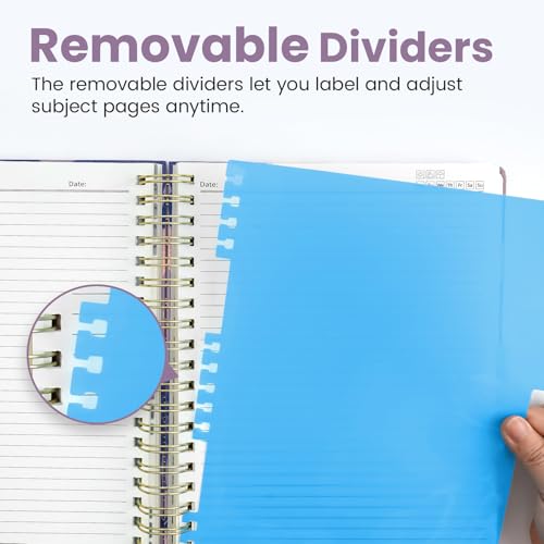 Large Spiral Lined Notebook for Work with Dividers & Tabs, 8.5"x11" Hardcover 5 Subject Notebook, College Ruled, 280 Pages, Savanna Tales - color: M - Savanna Tales