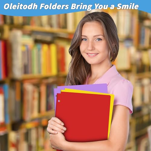60 Pack Plastic Folders with Pockets 3 Hole Punched - Oleitodh 20 Colors 2 Pocket Folder with 2 Business Card Holder, Fit in 3 Ring Binder, Heavy Duty Folders for School Home Office & Business - style: 3 Hole Punched Style