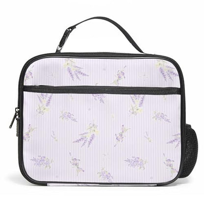 WOBAGMEN Large Lunch Box, Insulated Reusable Lunch Bag with Water Bottle Holder Portable Waterproof Leakproof Lunch Tote Bag Cute Lunch Box(Lilac Lavender) - color: Lilac Lavender