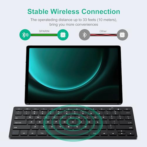 SPARIN Bluetooth Keyboard for Samsung Galaxy Tab A11+/A9 Plus/S11/S10 FE/S10+/S6 Lite and Other Android Tablet, Wireless Keyboard for Samsung Models/Windows/PC/Phone, Lightweight, Ultra-Slim - color: Black