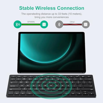 SPARIN Bluetooth Keyboard for Samsung Galaxy Tab A11+/A9 Plus/S11/S10 FE/S10+/S6 Lite and Other Android Tablet, Wireless Keyboard for Samsung Models/Windows/PC/Phone, Lightweight, Ultra-Slim - color: Black