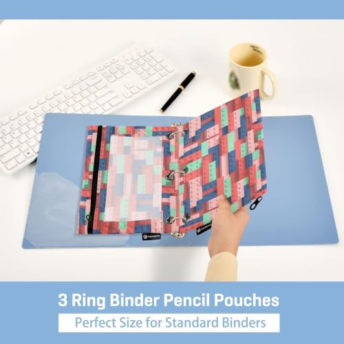 Gredecor 3 Ring Binder Pencil Pouch, Building Blocks Zippered Pen Case Pouches with Clear Window, 2 Pack Stylish Office & School Supplie - color: Building Blocks