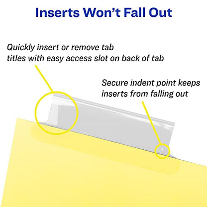 Avery 8-Tab Binder Dividers, Insertable Clear Big Tabs, 1 Set (11112) - style: 1 Set