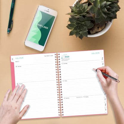 Planner 2026-2027 - A5 Weekly & Monthly Planner Spiral Bound, July 2026 - June 2027, with Flexible Cover, Tabs, Inner Pocket, 6.4" x 8.5", Pink - color: Pink, size: 6.4" x 8.5"