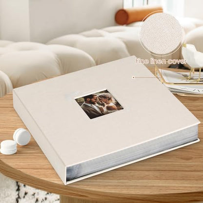 Lanpn 2 Packs Scrapbook Photo Album 12x12, Linen Window Design Cover Top Load 3 Ring Folder Binder Photo Book Photobook 12 x 12 inch with 30 Plastic Sleeves 60 Pages (Beige) - color: Beige, size: 12x12"/2PK