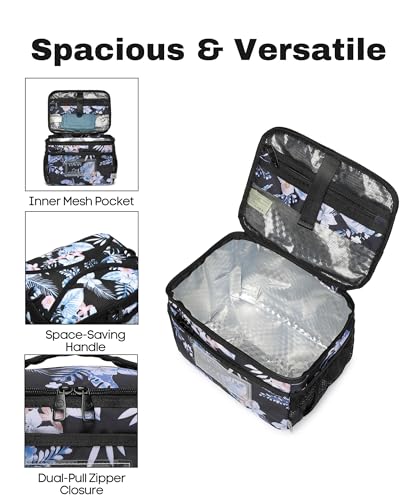 SUNNY BIRD Insulated Lunch Bag with Foldable and Leakproof Design, Thermally Insulated, Shoulder Strap for Women, Men and Teen (Hibiscus) - color: Hibiscus