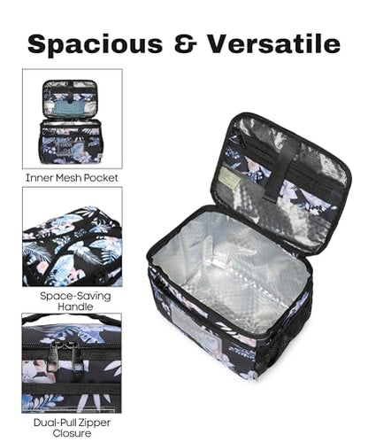 SUNNY BIRD Insulated Lunch Bag with Foldable and Leakproof Design, Thermally Insulated, Shoulder Strap for Women, Men and Teen (Hibiscus) - color: Hibiscus