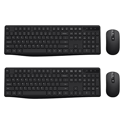 Wireless Keyboard and Mouse Combo, Lovaky 2.4G Full-Sized Ergonomic Keyboard, 3 DPI Adjustable Cordless USB Mouse, Quiet Click for Computer/Laptop/Windows/Mac (2 Pack, Black) - color: Black, size: 2 Pack