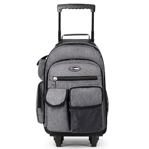 20" 2-in-1 Rolling Backpack,Backpack for Travel w/Wheels | Trolley Suitcase w/Telescopic Handle,Lightweight,Durable, Travel-Friendly, Unisex,2560-20''-Grey - color: JH-2560-Grey-20