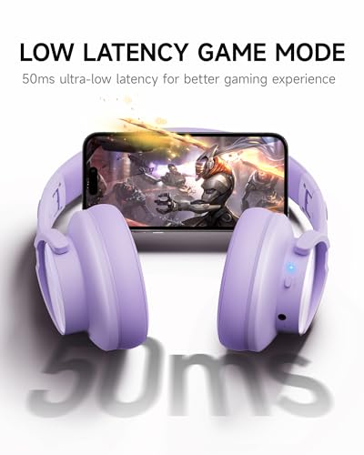 Picun B8 Headphones Wireless Bluetooth, 120H Bluetooth Headphone Over Ear with 3EQ Music Modes, Hands-Free Calls, Deep Bass Headphones for Travel Home Office Cellphone PC (Purple) - color: Purple