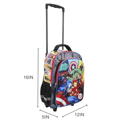 Bioworld Marvel Avengers 16" Rolling Travel Backpack - color: Avengers Character Roster Rolling