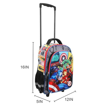 Bioworld Marvel Avengers 16" Rolling Travel Backpack - color: Avengers Character Roster Rolling