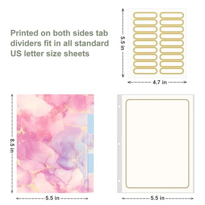 Rouidr Mini 3 Ring Binder with clipboard, 1 inch Round Binder Organizer, 8.5"x5.5" Cute Binder with 5 Dividers Tabs & Clear Sleeves, School Supplies, Office Supplies - color: Cute Pink Marble, size: Mini 1in(8.5 x 5.5 in)