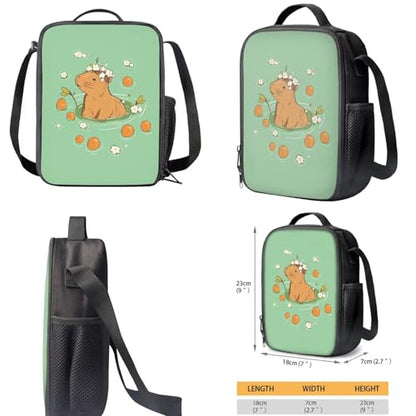 Kawaii Capybara Backpack School Set 3Pcs with Lunch Box Pencil Case Sports Bookbag Back Pack with Compartments Portable Lunch Bag for Elementary School Students - color: Capybara Kawaii