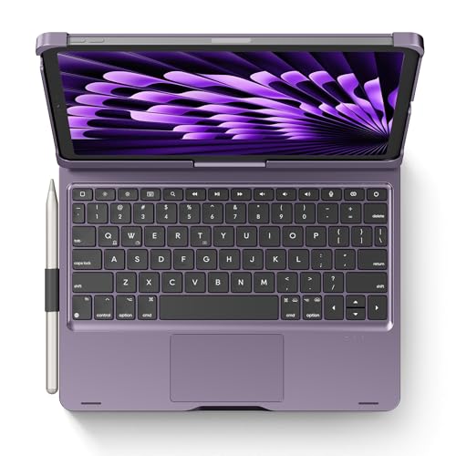 Keyboard Case iPad 10th 11th, Pro 11, Air 11" (M2-M4), (5th 4th Gen) Purple | Pekarejue 360 Rotatable, Trackpad, Backlit, Pencil Holder, Fit iPad Air 13 inch (M4 M3 M2), Pro 13 and Pro 12.9 (6th-3rd Gen) - color: Metallic Purple, size: iPad 11th/10th Gen,