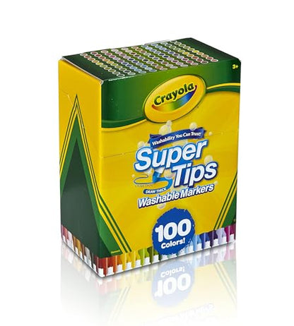 Crayola Super Tips Marker Set (100ct), Fine Point Washable Markers, Teacher Must Haves, Back to School Supplies for Kids & Adults, Art Supplies, Ages 3+ - size: 1 Count (Pack of 1)