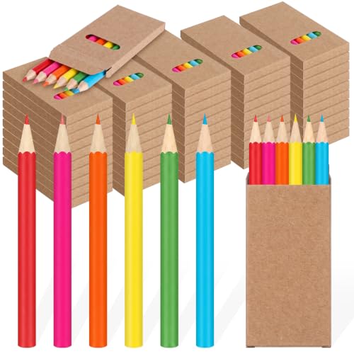 Ctosree 24 Packs Mini Colored Pencils Bulk Coloring Pencil in Boxes Back to School Gifts for Students Kids Classroom Rewards, Party Favor, Goodie Bag Fillers, 6 Per Pack (Neon,3.5'') - color: Neon, size: 3.5''