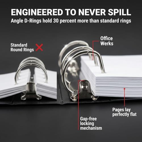 3 Ring Binders, 5" Capacity D-Rings, 8.5" x 11" Presentation Folder with Pockets, Durable Non-Stick Clear Cover for Documents, Files, Projects (Black) - color: Black, size: 5 Inch
