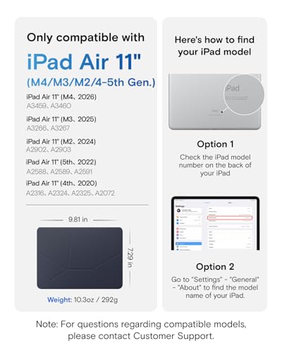 MOFT Dynamic Folio Case for iPad Air 11" (M4 2026 / M3 2025 / M2 2024) & iPad Air 10.9-inch 5th 4th Generation 2022 2020, Slim Magnetic Stand Case with 20+ Viewing Angles,Navy Blue x Oz Green - color: Navy Blue x Oz Green, size: iPad Air 11"(M4 2026/M3 20
