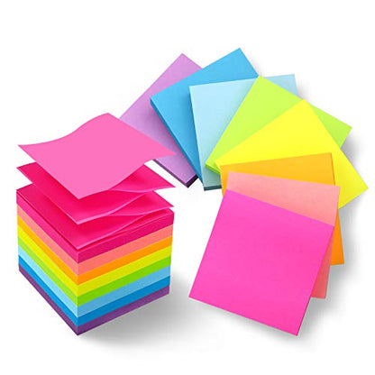 Phthdoty 8 Pads Pop Up Sticky Notes 3x3 Refills Bright Colors Self-Stick Notes Pads Super Adhesive Sticky Notes Great Value Pack - color: 8 Pads-pop Up